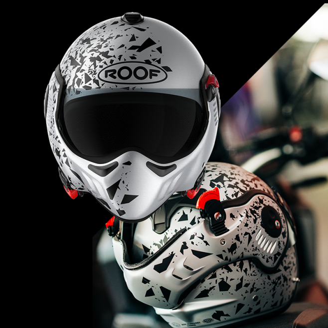 CASCO DA MOTO MODULARE ROOF RO5 BOXER ALPHA BLACKSTAR SILVERWHITE - NERO OPACO